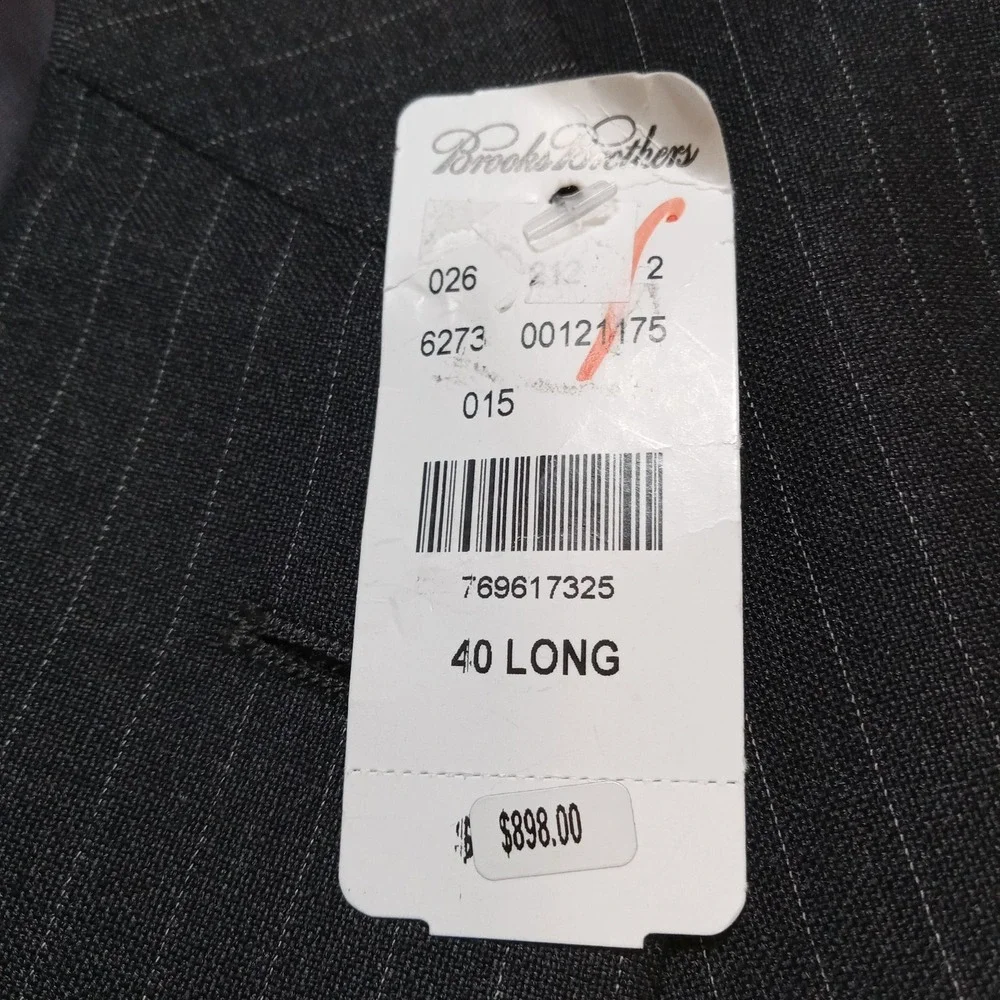 Brooks Brothers 1818 Regent Vitale Barberis Canonico 40L 100% Wool Black Pinstri